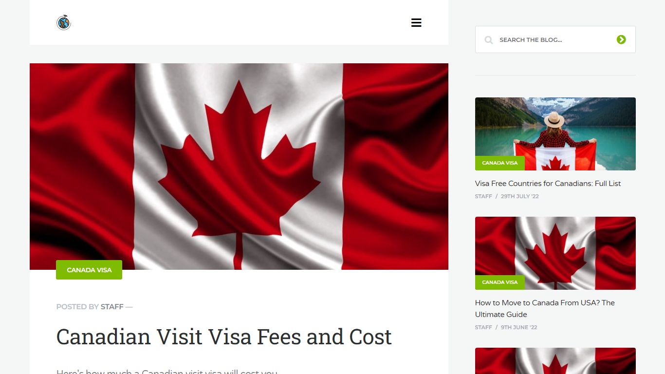 Canadian Visit Visa Fees and Cost - August 2022