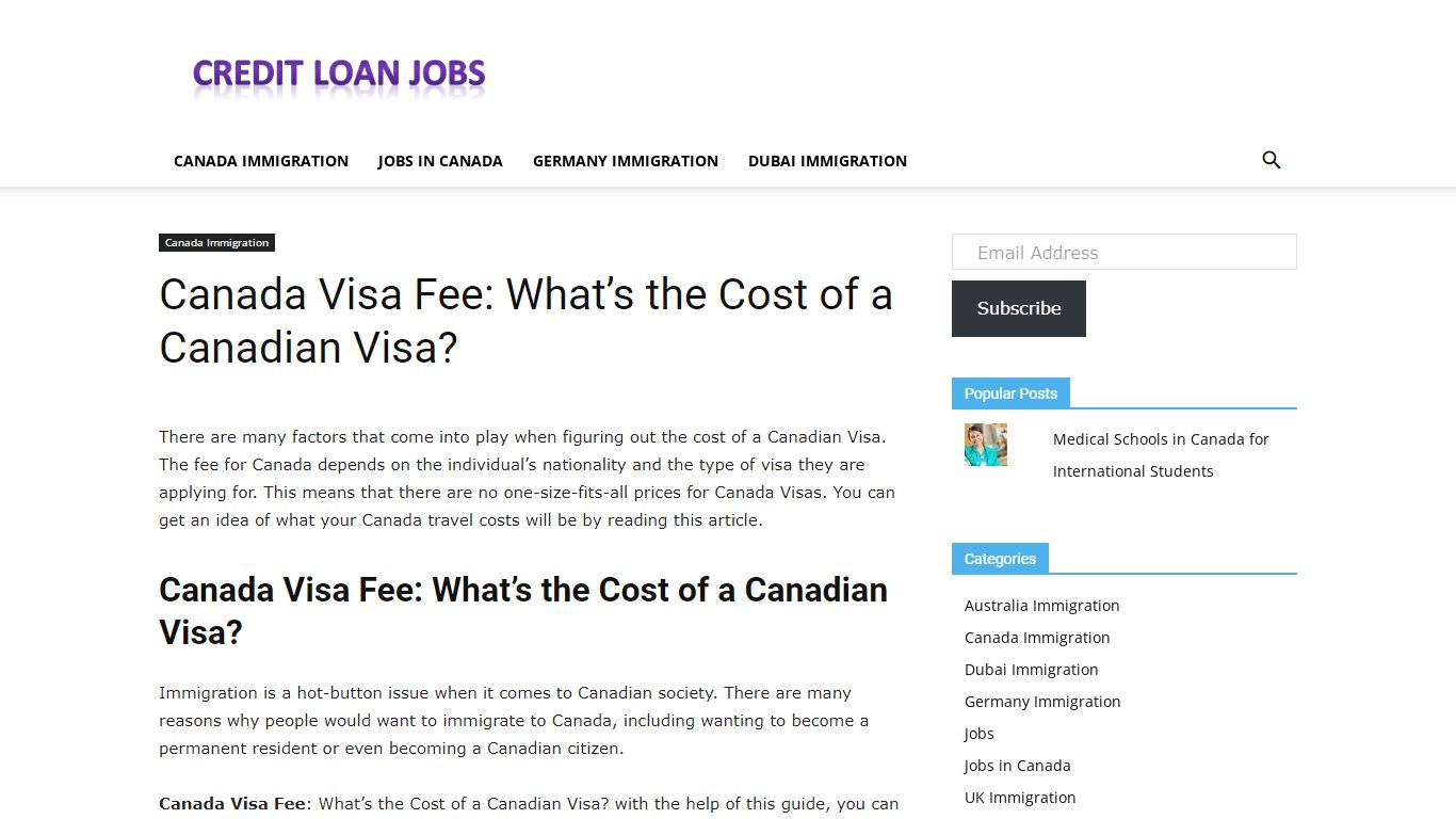 Canada Visa Fee: What's the Cost of a Canadian Visa? - Credit Loan Jobs